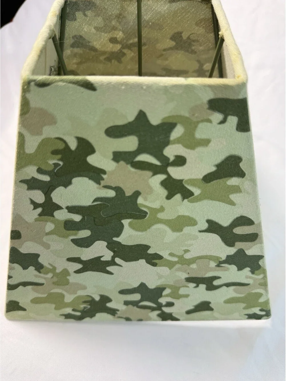 Vintage Lamp Shade Jeep Green Nighthawk Army Camouflage Embroidered